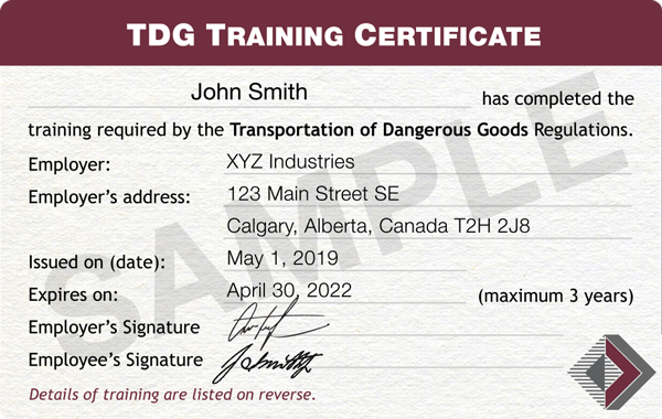 Transportation of Dangerous Goods (TDG) Certification Danatec Training